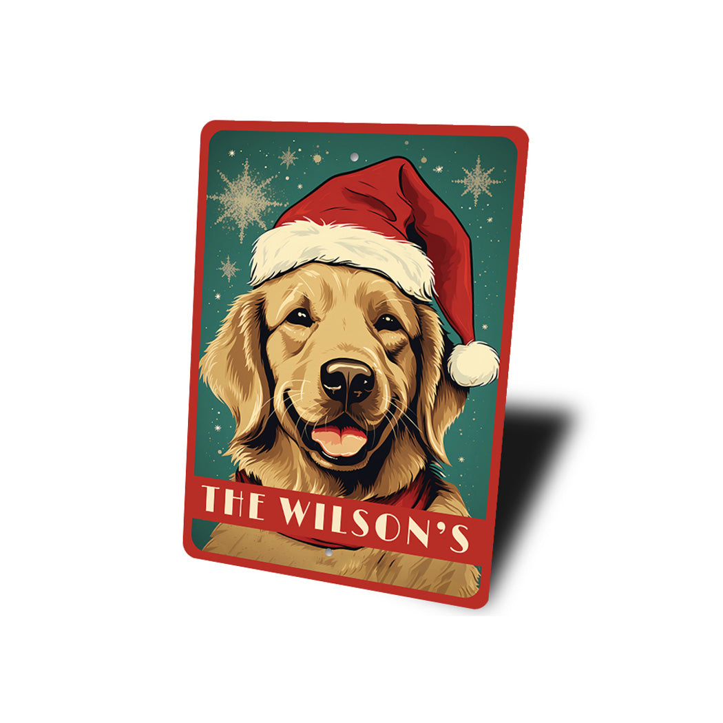 Personalized Golden Retriever Christmas Sign