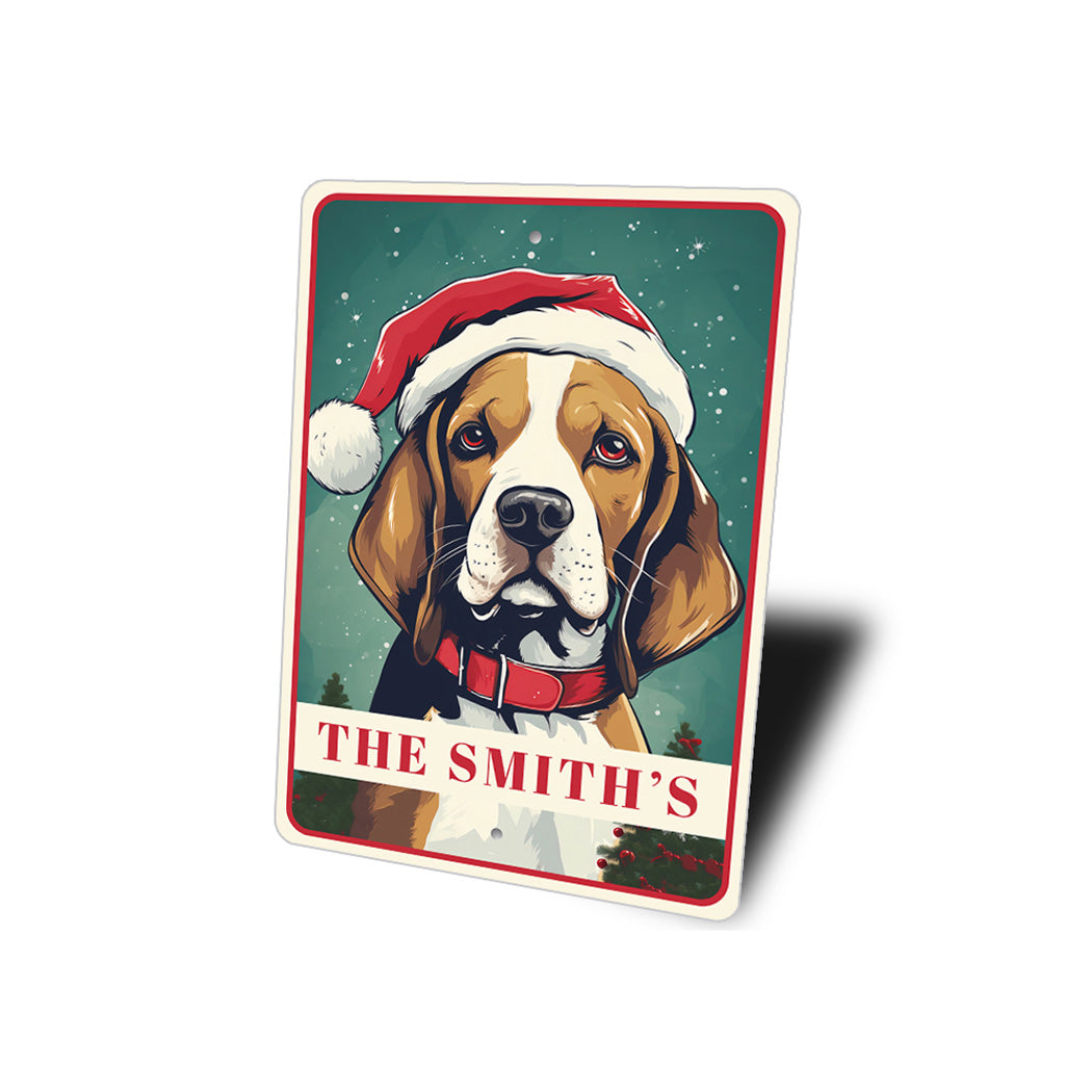 Personalized Beagle Christmas Welcome Sign