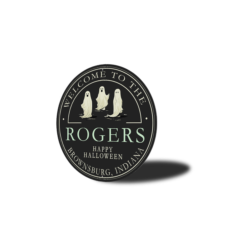 Retro Ghost Happy Halloween Welcome Sign