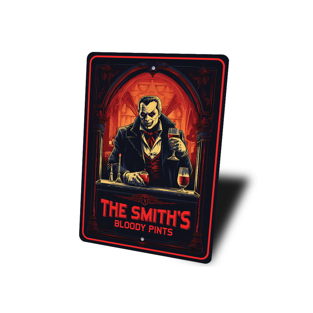 Family Halloween Vampire Bloody Pints Sign