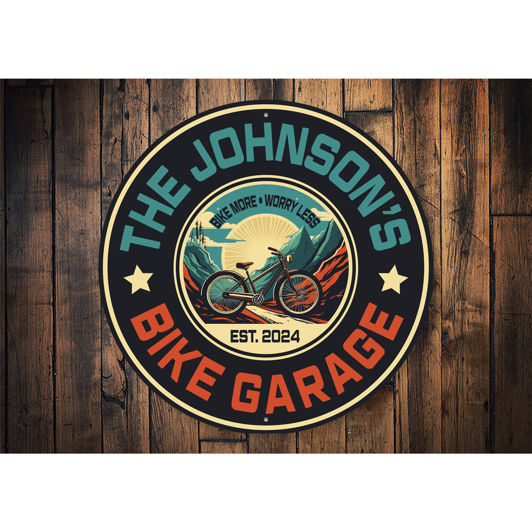 Retro Personalized Family Bike Garage Sign
