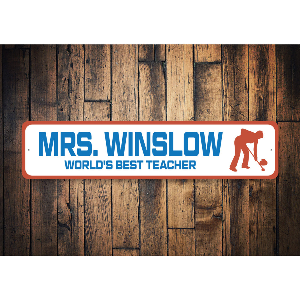 Custom World's Best Ice Curling Teacher Sign