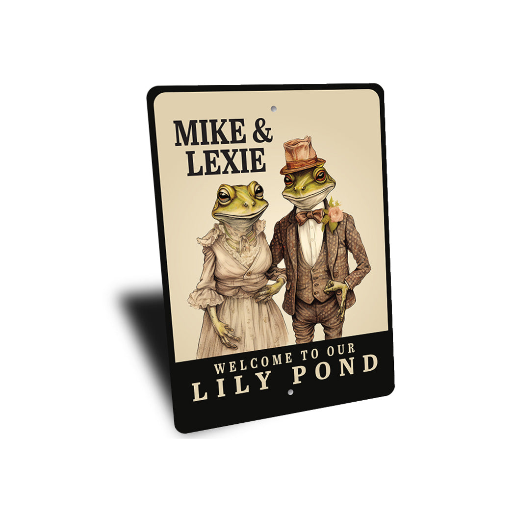 Custom Couples Frog Lily Pond Sign
