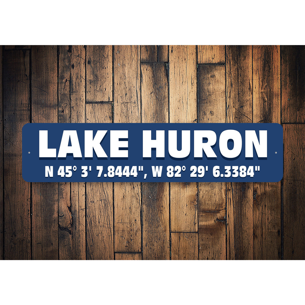 Lake Huron Coordinates Sign