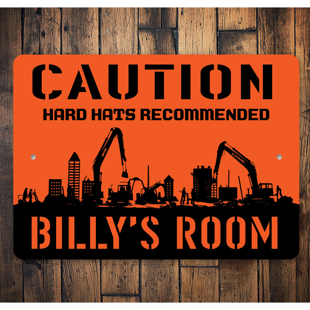 Kids Room Caution Hard Hats Recommended Sign