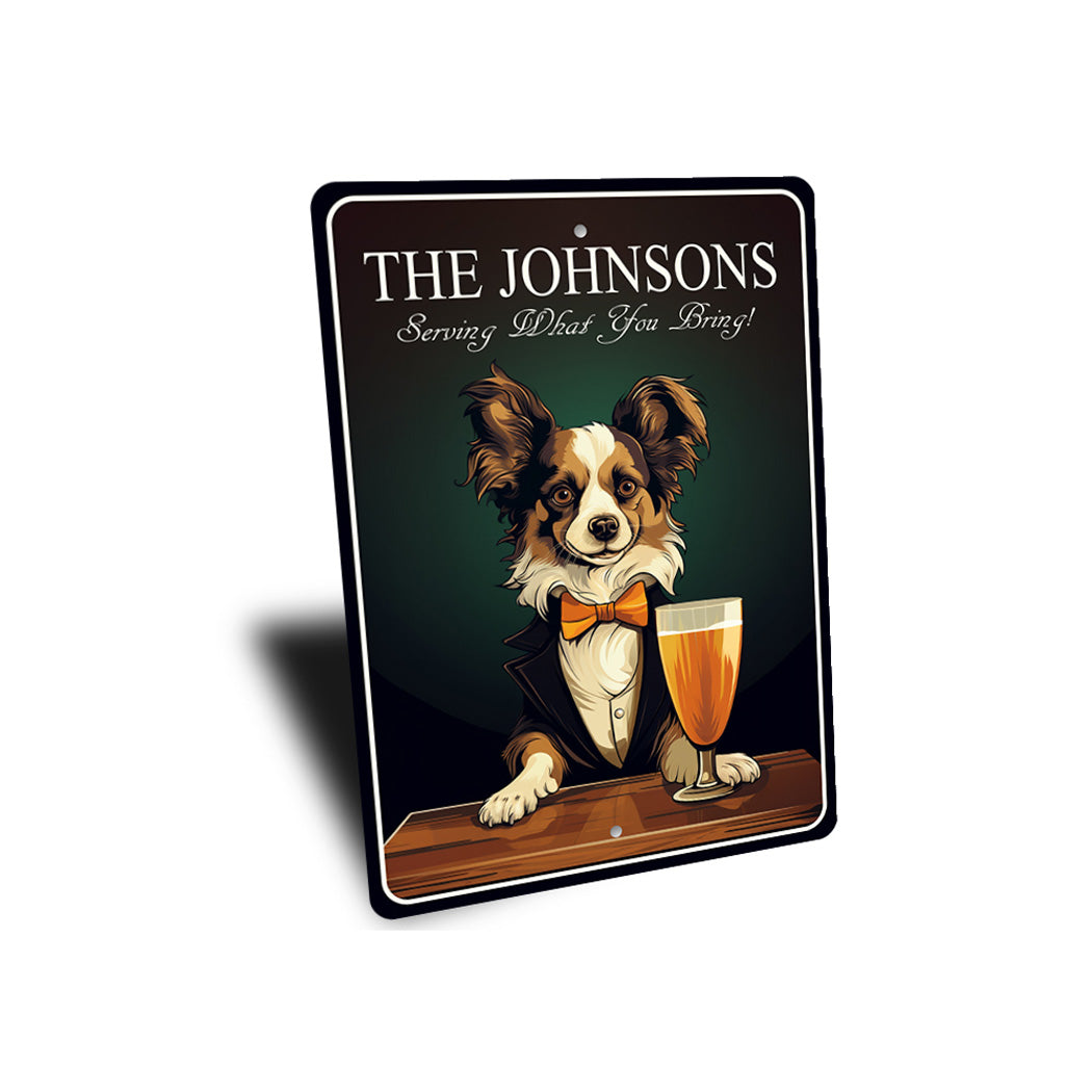 Papillon Dog Custom Serving What You Bring Sign