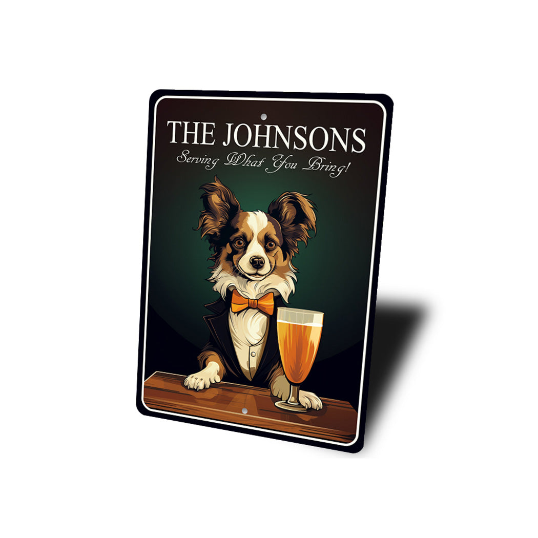 Papillon Dog Custom Serving What You Bring Sign