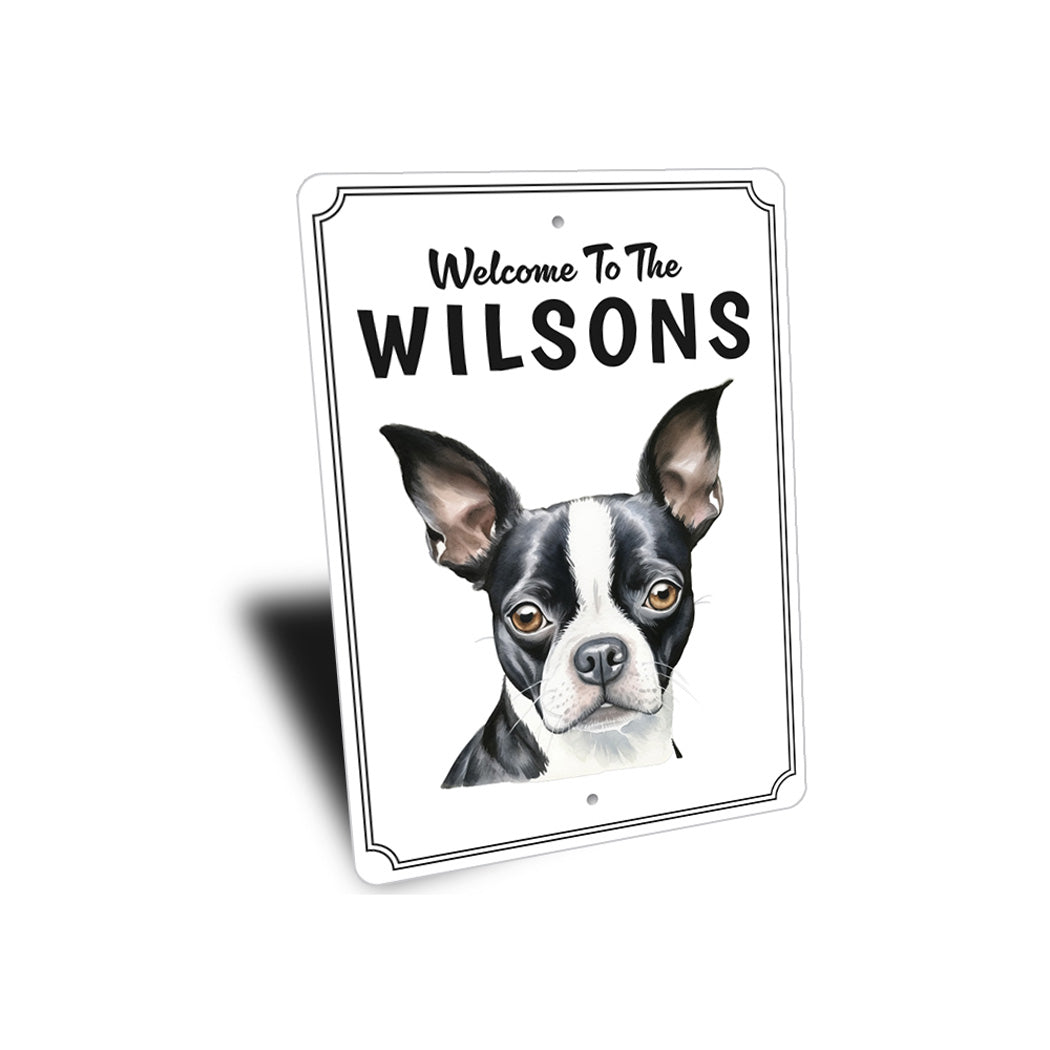 Boston Terrier Welcome To Personalized Sign