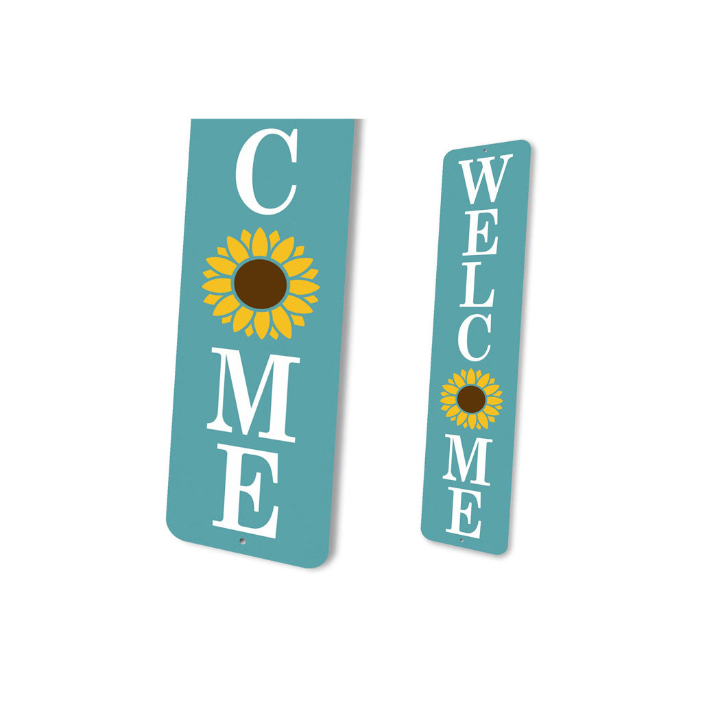 Welcome Sunflower Metal Sign