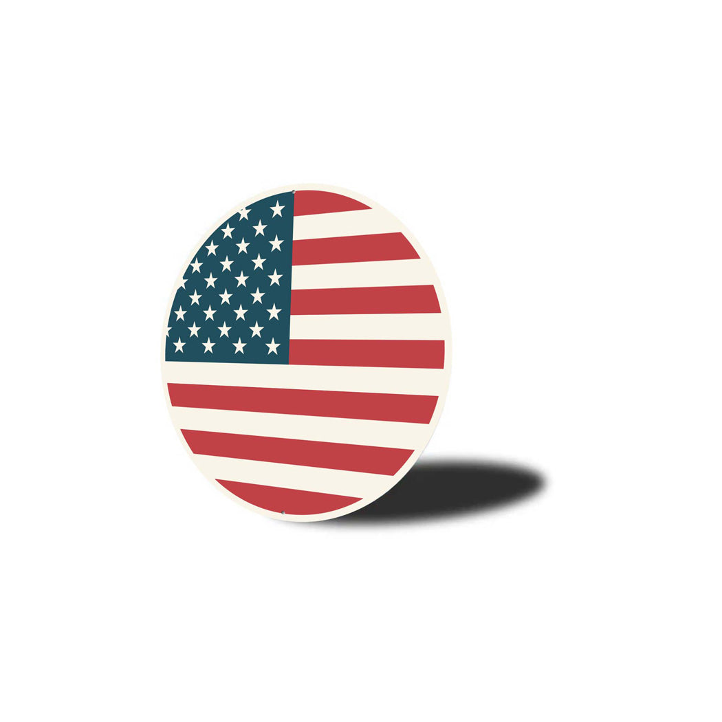 USA Flag Circular Metal Sign