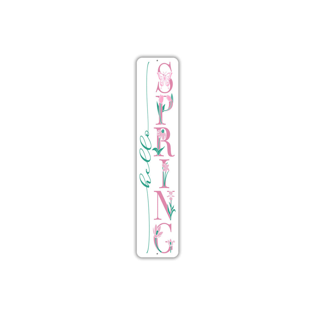 Hello Spring Garden Metal Sign