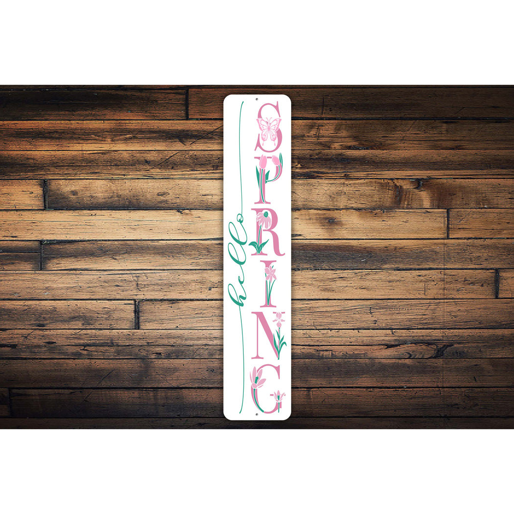 Hello Spring Garden Metal Sign