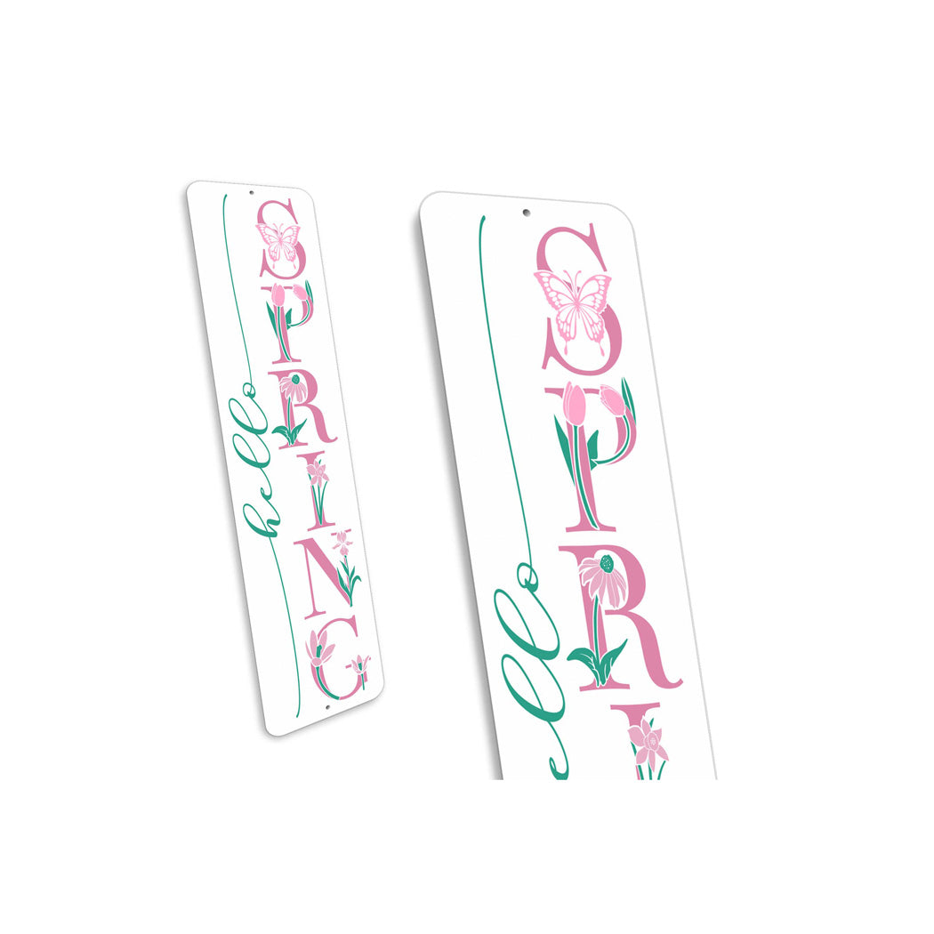 Hello Spring Garden Metal Sign