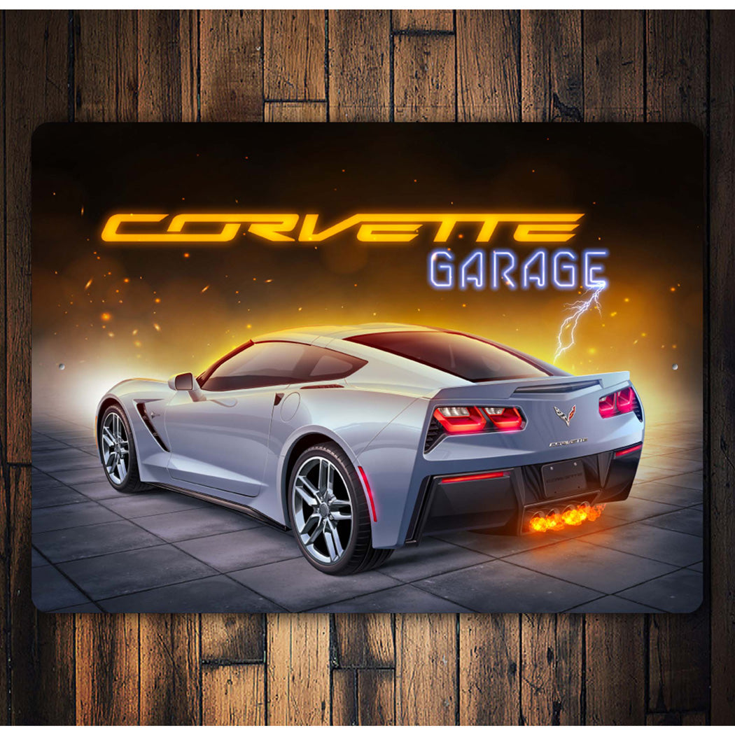 Corvette Garage Metal Sign