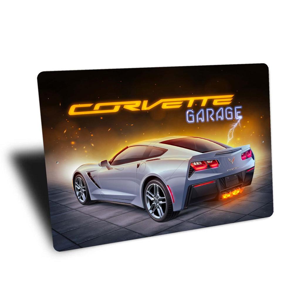 Corvette Garage Metal Sign