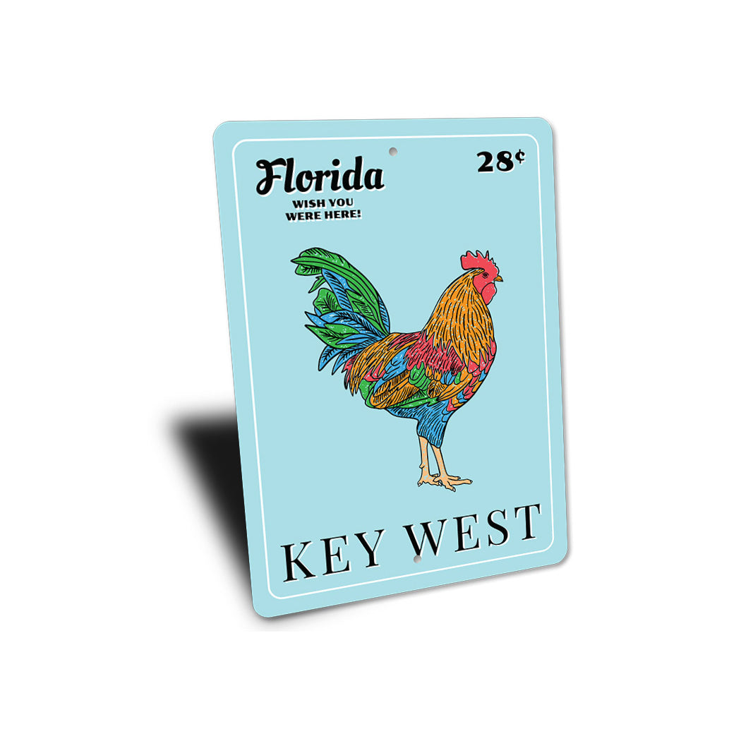 Key West Florida Rooster Stamp Sign