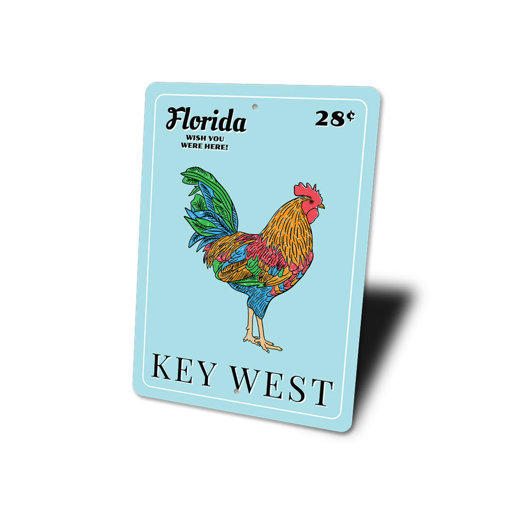 Key West Florida Rooster Stamp Sign