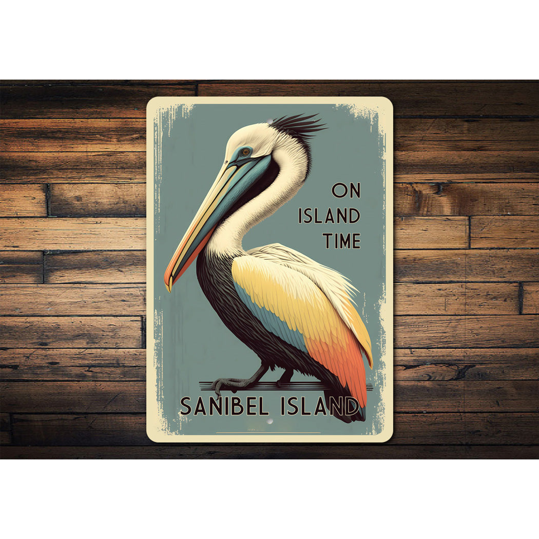Pelican On Island Time Sign