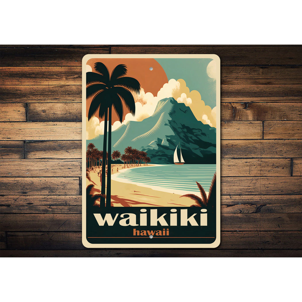Waikiki Hawaii Beach Sign