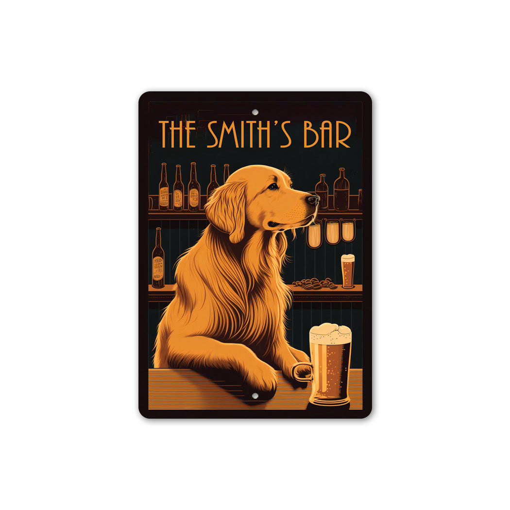 Golden Retriever Beer Bar Sign