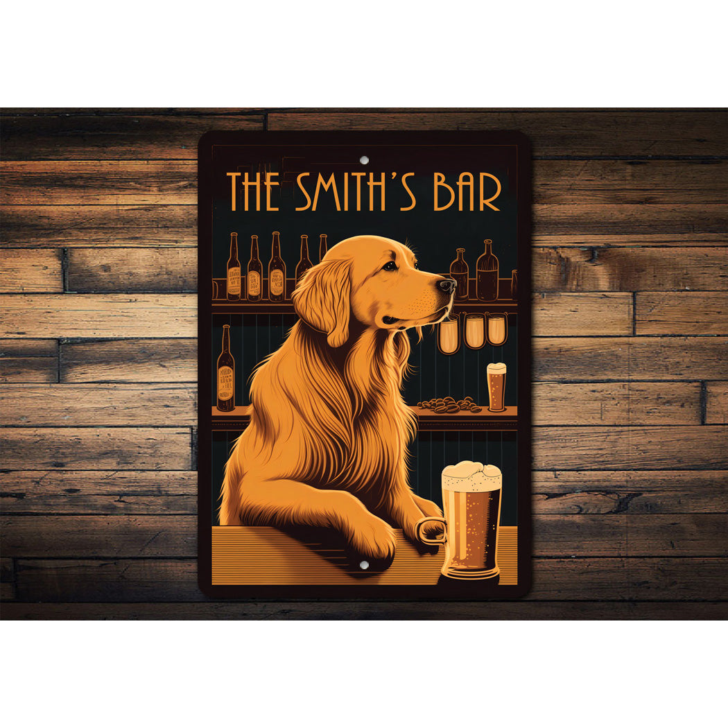 Golden Retriever Beer Bar Sign