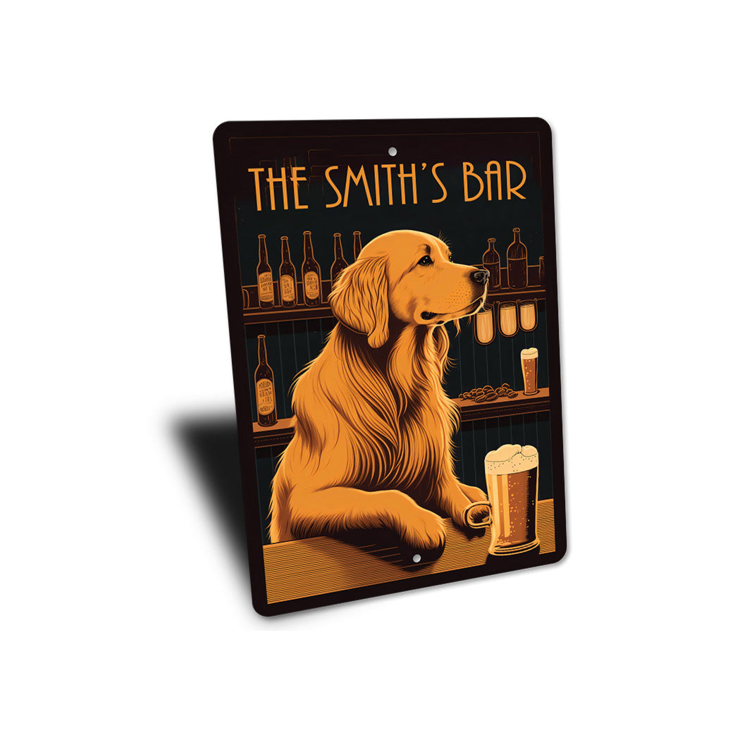 Golden Retriever Beer Bar Sign
