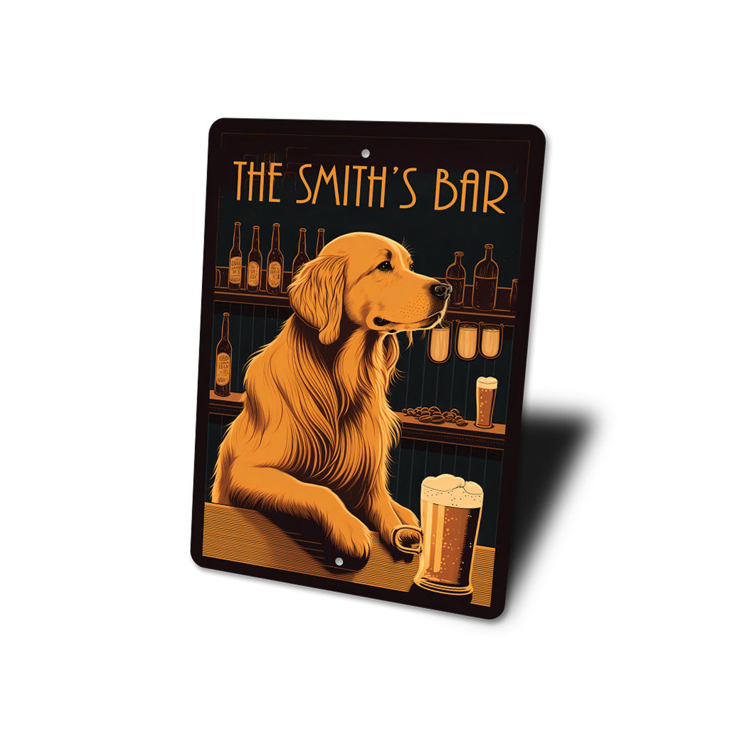 Golden Retriever Beer Bar Sign