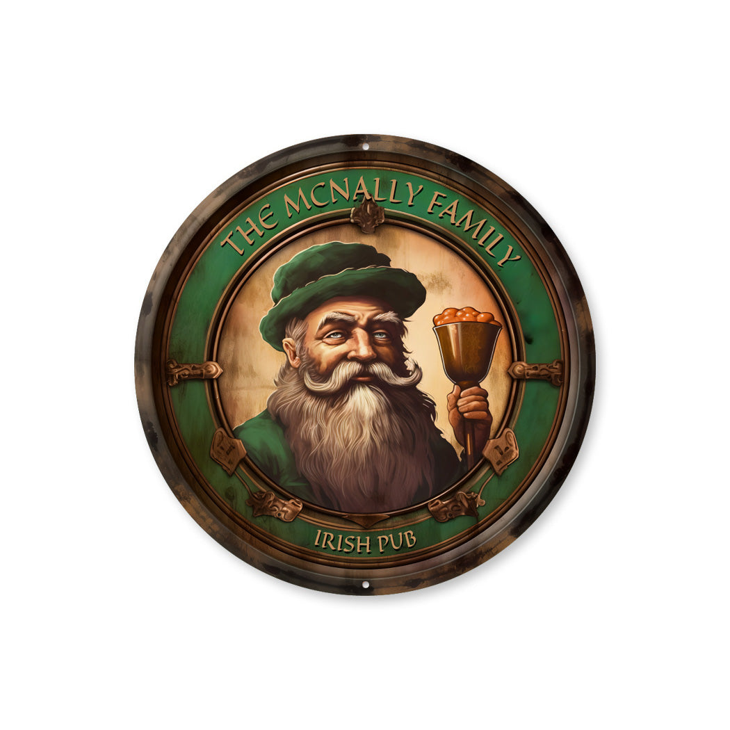 Custom Family Round Irish Pub Circle Sign