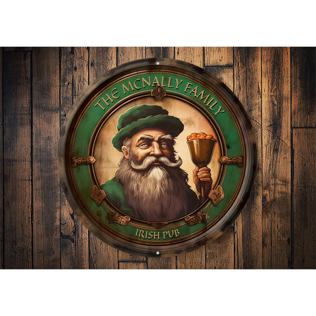 Custom Family Round Irish Pub Circle Sign