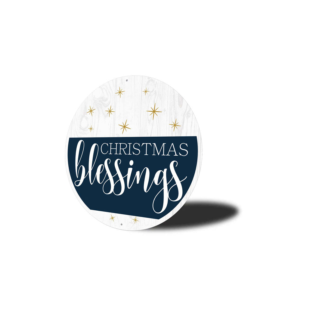 Christmas Blessings Round Metal Sign