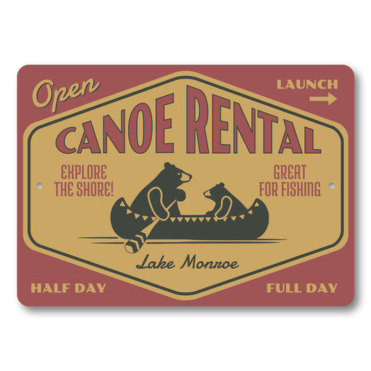 Canoe Rental Explore The Shore Great For Fishing Sign