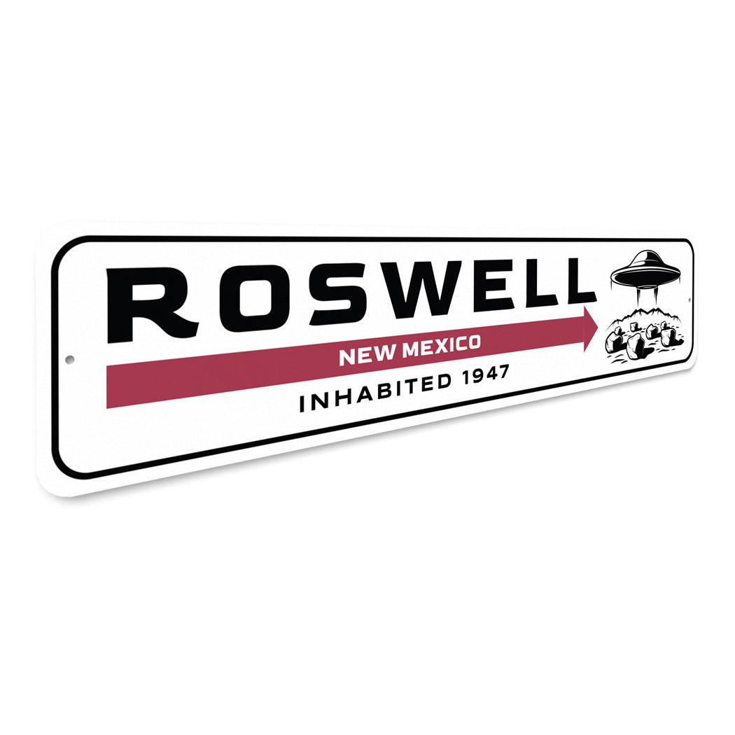 Roswell New Mexico Inhabited 1947 Alien Decor Metal Sign