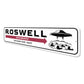 Roswell New Mexico Inhabited 1947 Alien Decor Metal Sign