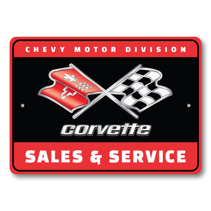 Chevy Motor Division Corvette Emblem Sales Service Sign