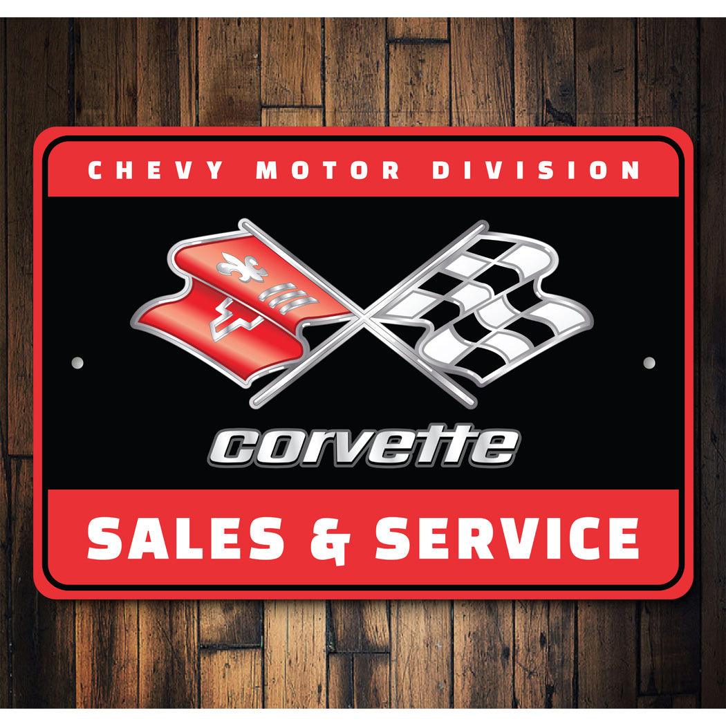 Chevy Motor Division Corvette Emblem Sales Service Sign