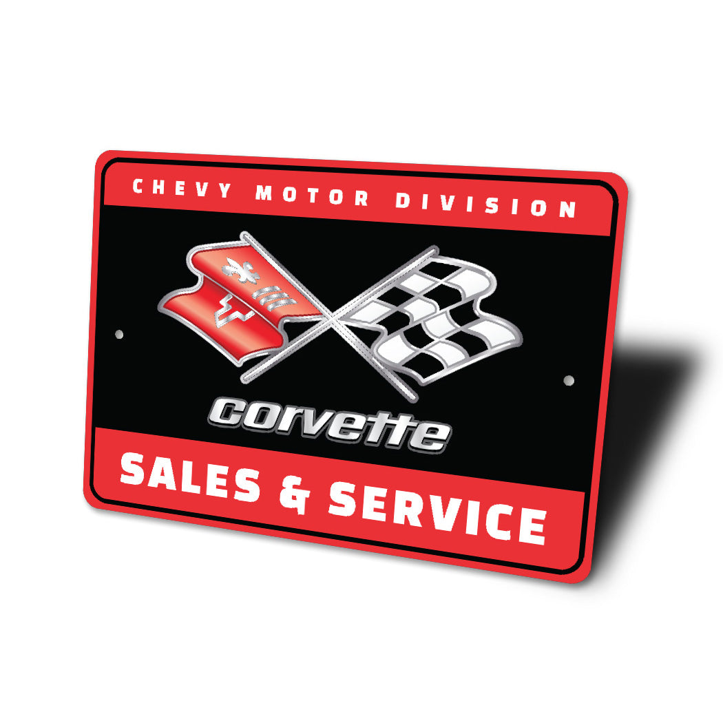 Chevy Motor Division Corvette Emblem Sales Service Sign