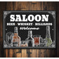 Saloon Beer Whiskey Billiards Welcome Bar Sign