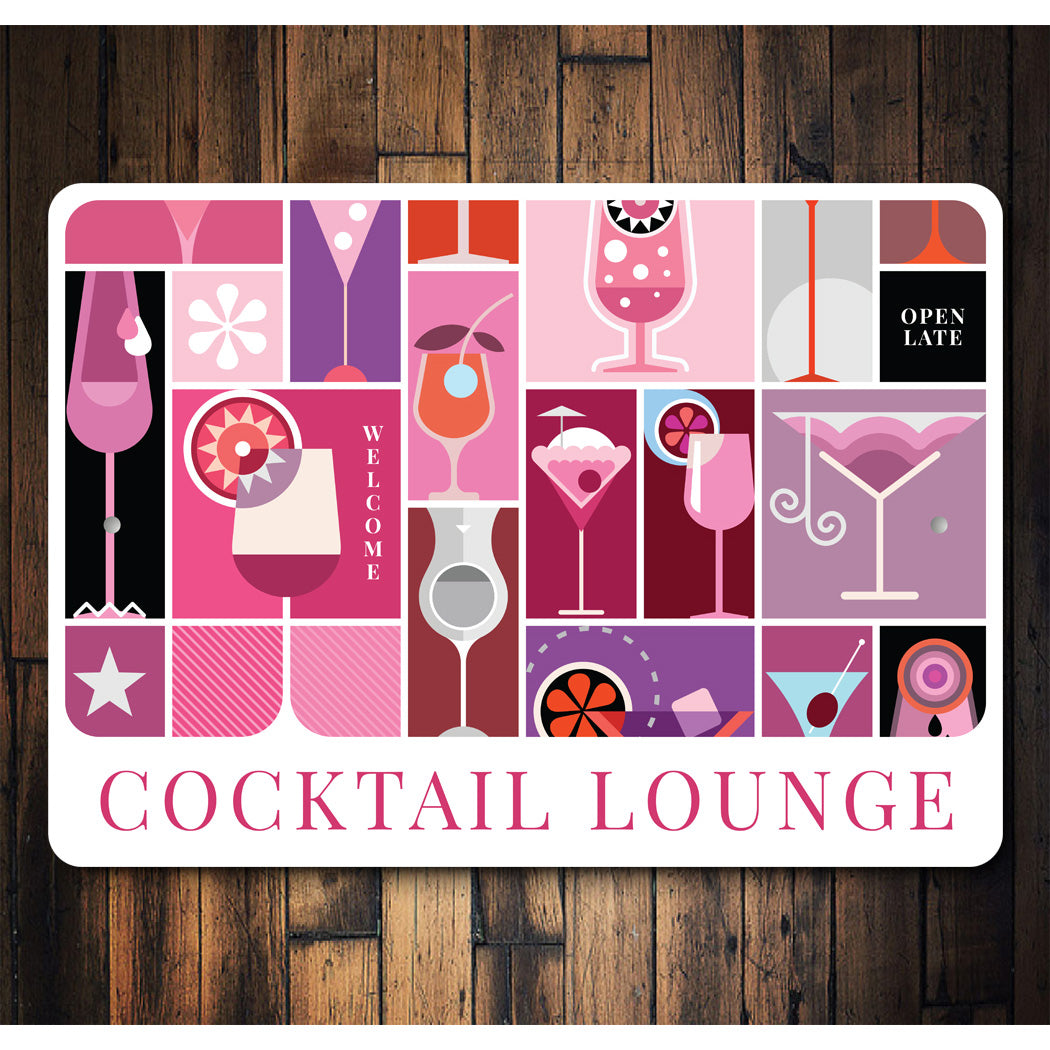 Cocktail Lounge Aluminum Metal Decor Bar Sign