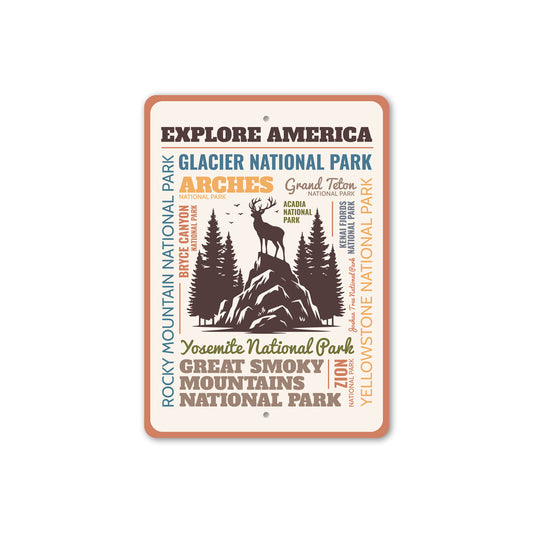 Explore America List Of National Parks Sign