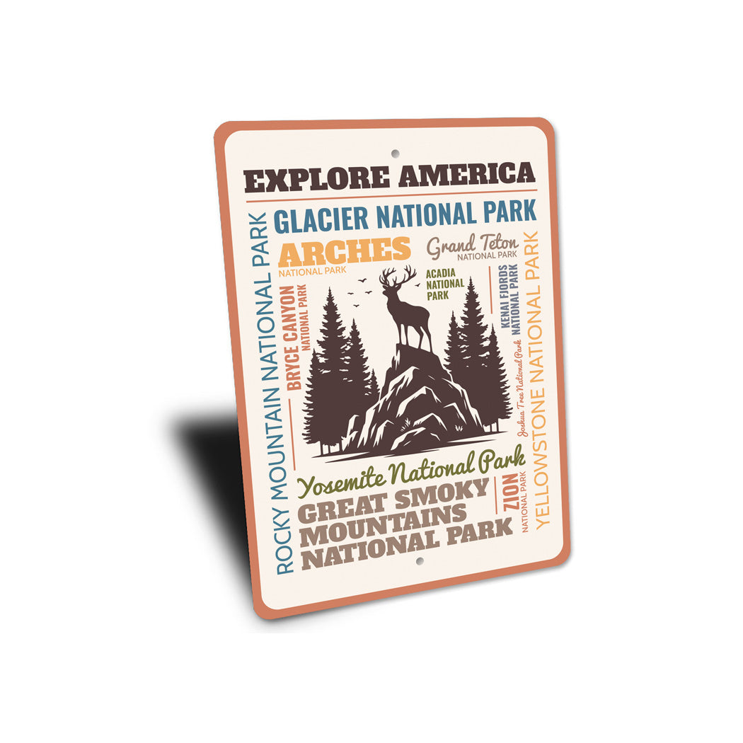 Explore America List Of National Parks Sign