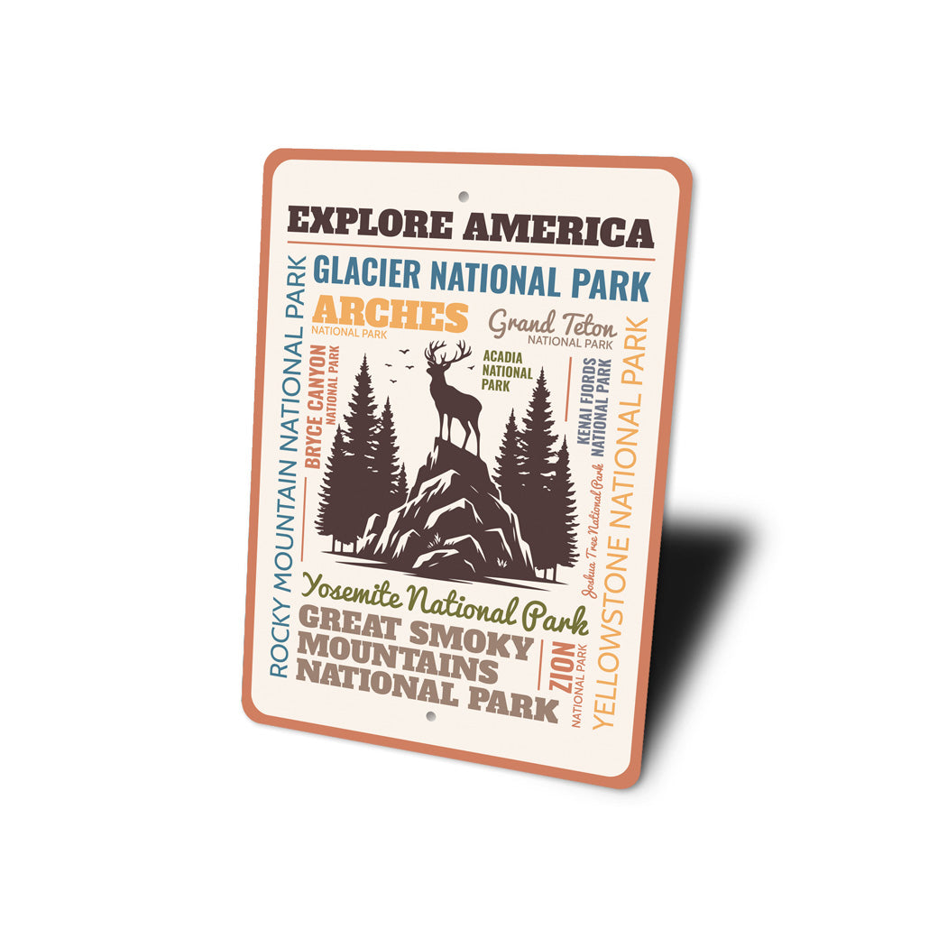 Explore America List Of National Parks Sign