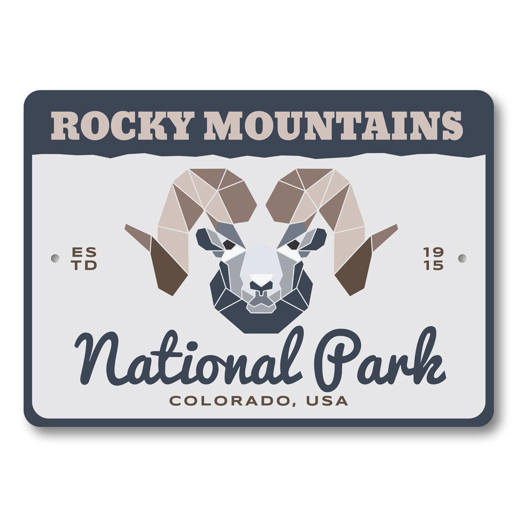 Rocky Mountains National Park Colorado USA ESTD 1915 Sign