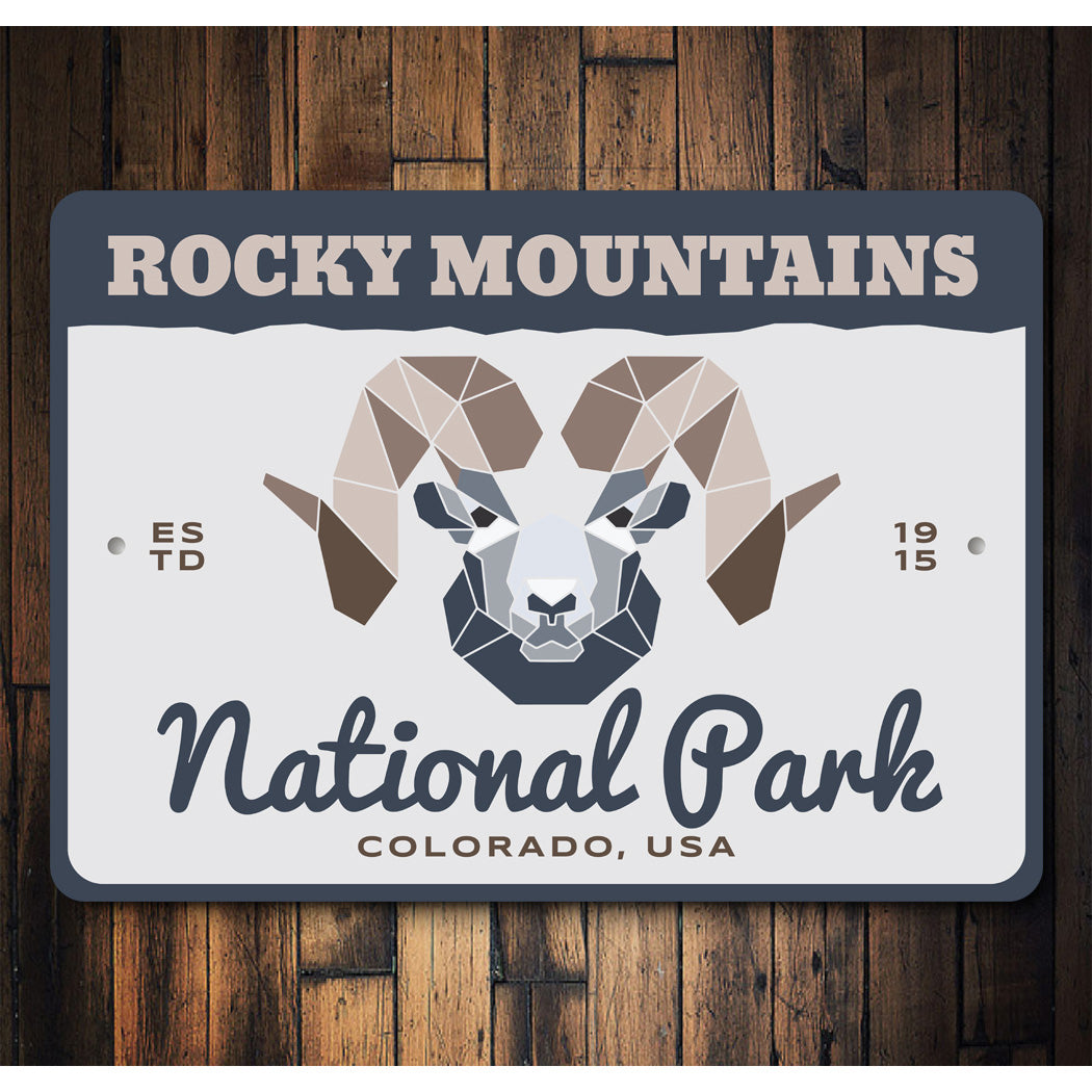 Rocky Mountains National Park Colorado USA ESTD 1915 Sign