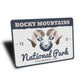 Rocky Mountains National Park Colorado USA ESTD 1915 Sign