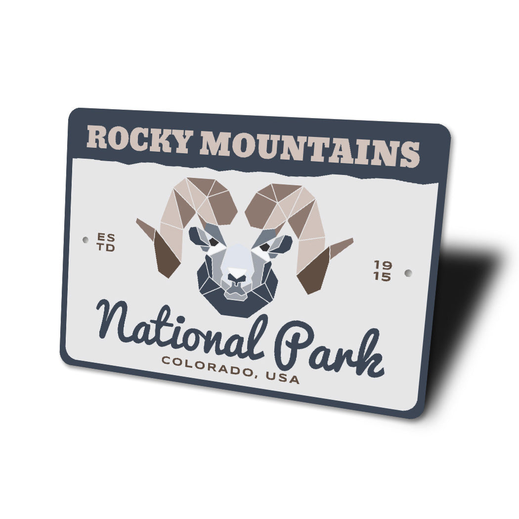 Rocky Mountains National Park Colorado USA ESTD 1915 Sign