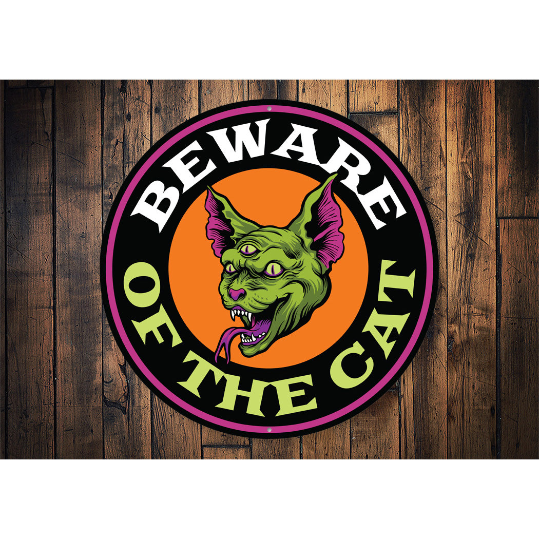 Beware Of The Cat Scary Halloween Sign