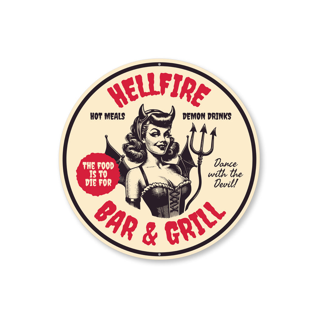 Hellfire Bar And Grill Hot Meals Demon Drinks Sign