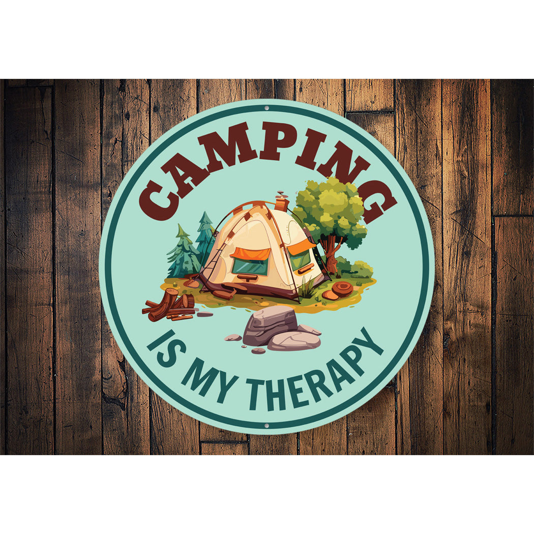 Camping Is My Theraphy Sign