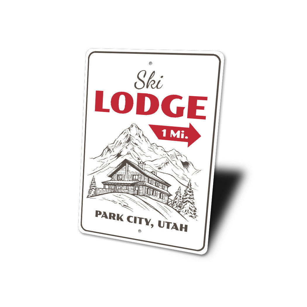 Ski Lodge 1 Mile Park City Utah Sign