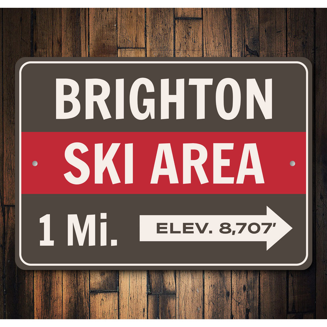 Brighton Ski Area 1 Mile Elevation 8,707 Feet Ski Sign